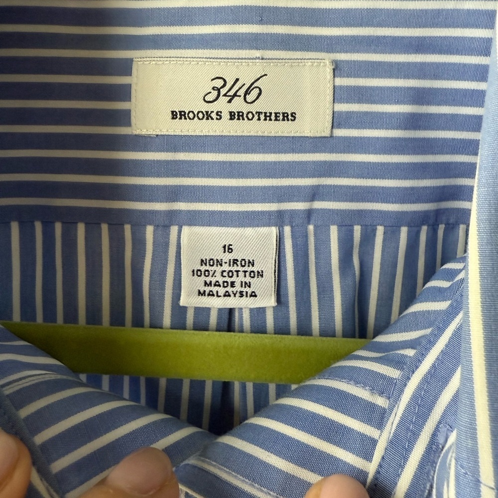 Brooks Brothers 364 Men's Blue Striped Shirt • Size 16 - Picture 2 of 7